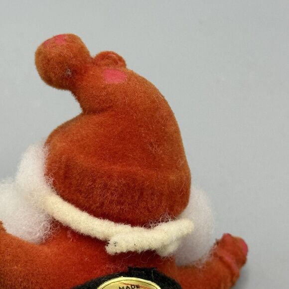 Vintage Red Flocked Santa Claus Christmas Ornament Hong Kong Kitschy 4" T READ - Picture 8 of 13